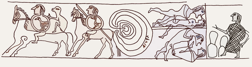 Arte etrusca, Decorazione del vaso di Tragliatella (VIII-VII secolo a.C.; ceramica; Roma, Musei Capitolini)
