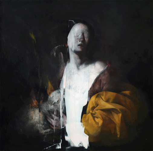 Nicola Samorì, Agnese (2009; olio su rame, 100 x 100 cm) Nicola Samorì, Agnese (2009; olio su rame, 100 x 100 cm)