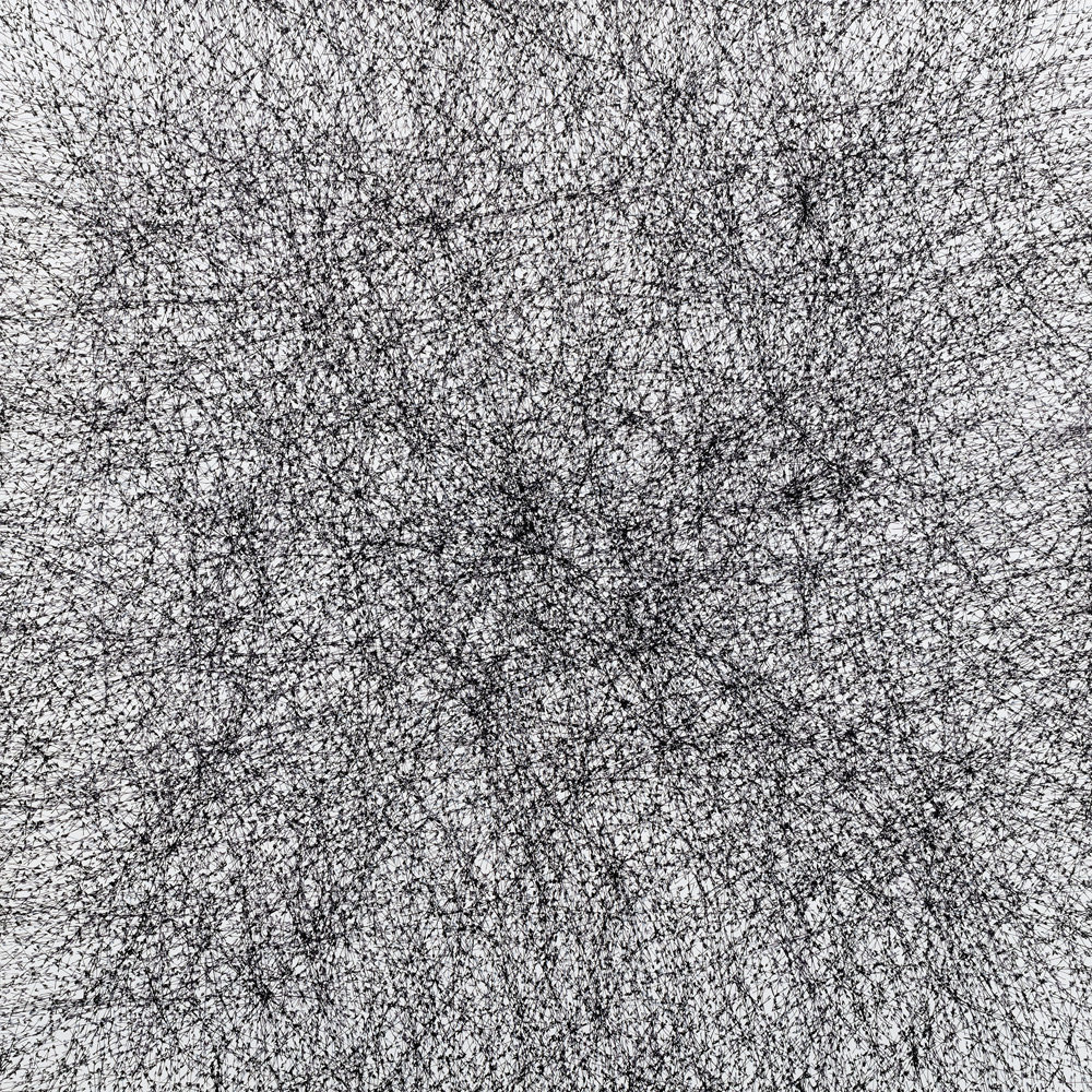 Andrea Bianconi, Purgatorio (2018; inchiostro su tela, 90 x 90 cm; courtesy Barbara Davis Gallery, Houston TX, USA)