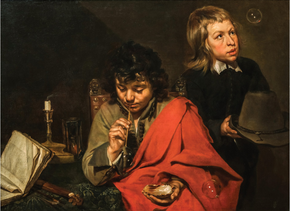 Michaelina Wautier, Due bambini che giocano con le bolle di sapone (1653 circa; olio su tela, 90,5 x 121,3 cm; Seattle, Seattle Art Museum)
