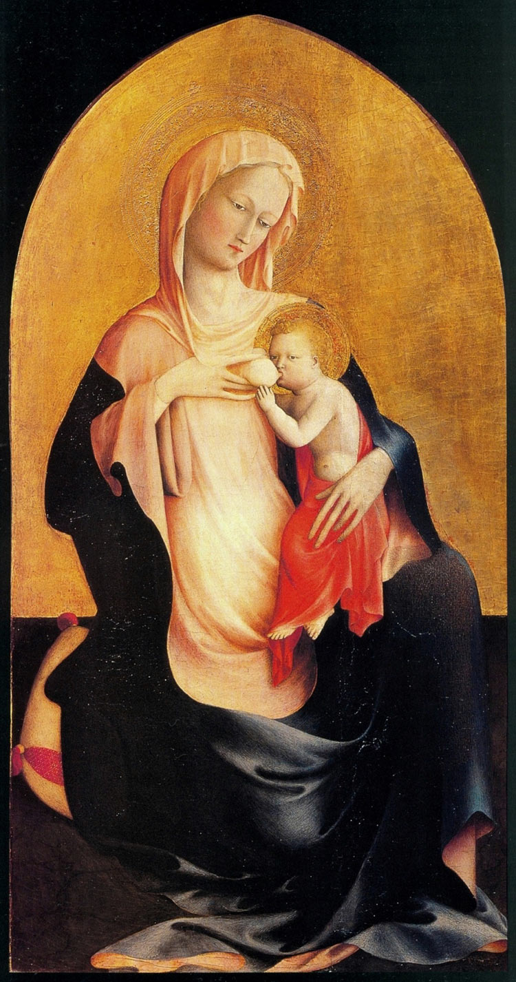 Masolino, Madonna lactans (1423 circa; tempera su tavola, 110,5 x 62 cm; Firenze, Galleria degli Uffizi)
