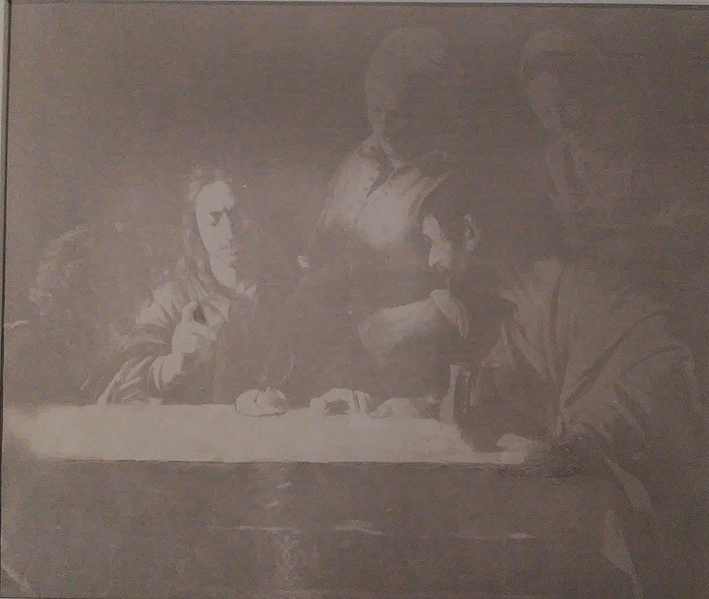 Gianfranco Ferroni, Cena in Emmaus, da Caravaggio (s.d.; fotografia; Collezione privata)
