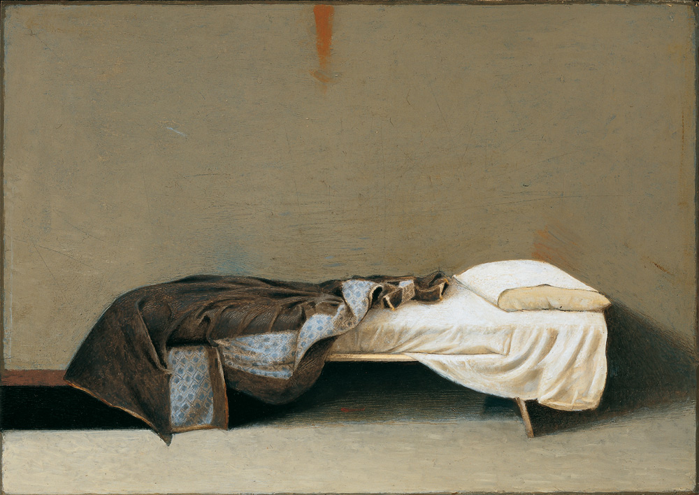 Gianfranco Ferroni, Lettino (1984; olio su tavola, 29,5 x 41,3 cm; Collezione privata)

