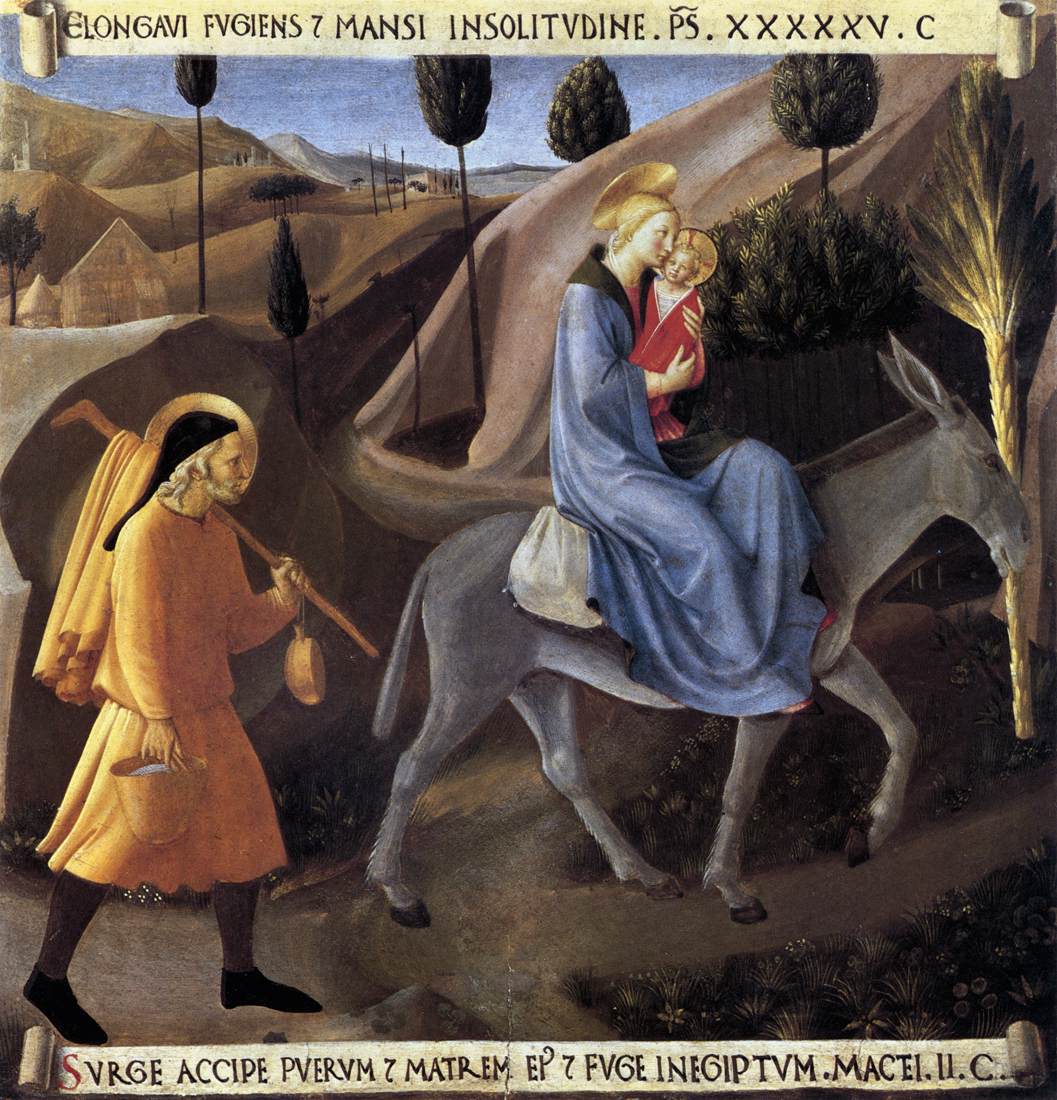 Beato Angelico, Fuga in Egitto, particolare dell'Armadio degli Argenti (1450-1452; tempera su tavola; Firenze, Museo di San Marco)
