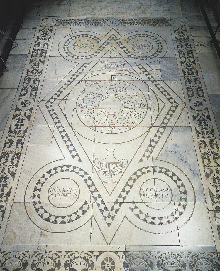 Varrone d'Agnolo Belfradelli su disegno attribuito a Leon Battista Alberti, Pavimento marmoreo della Cappella Niccolina (1450-1451; Città del Vaticano, Palazzi Vaticani)
