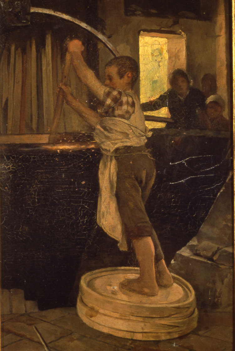 Cirillo Manicardi, Nel casello (fine XIX secolo; olio su tela, 30 x 20 cm; Reggio Emilia, Musei Civici)
