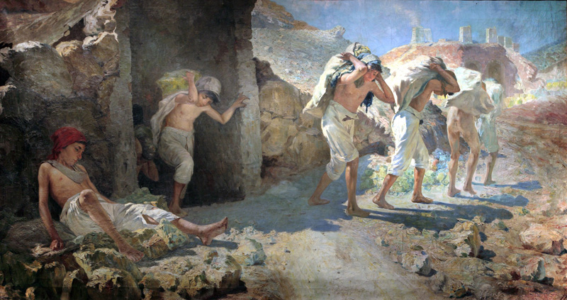 Onofrio Tomaselli, I carusi (1905 circa; olio su tela, 184 x 333,5 cm; Palermo, Galleria d'Arte Moderna)
