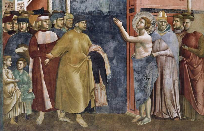 Attribuito a Giotto, San Francesco rinuncia agli averi (1292-1296; affresco, 230 x 270 cm; Assisi, Basilica Superiore di San Francesco)
