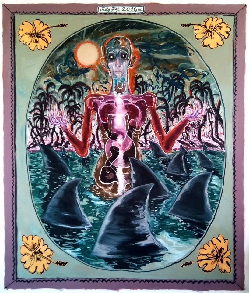 Roberto Chiabrera, Hawaiian Chemistry (2018; olio su tela, 195 x 230 cm)
