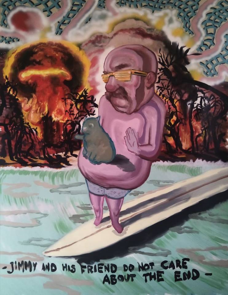 Roberto Chiabrera, Jimmy (2018; acrilico e olio su tela, 167 x 235 cm)
