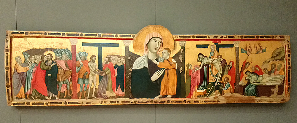 Maestro del Farneto, Dossale del Farneto (1295-1300 circa; tempera su tavola, 58,5 x 207,5 cm; Perugia, Galleria Nazionale dell'Umbria)
