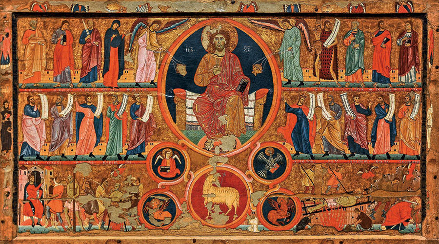 Maestro di San Felice di Giano, Cristo benedicente e storie della passione di san Felice di Massa Martana (1250 circa; tempera su tavola, 104 x 176 cm; Perugia, Galleria Nazionale dell'Umbria)
