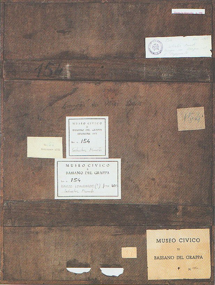 Ignoto lombardo, Salvator Mundi, verso (XV secolo; 53 x 40 cm; Bassano del Grappa, Musei Civici)
 Ignoto lombardo, Salvator Mundi, verso (XV secolo; 53 x 40 cm; Bassano del Grappa, Musei Civici)