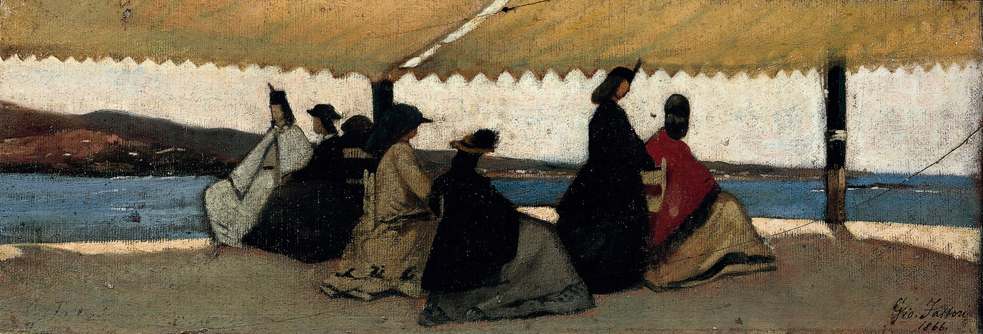 Giovanni Fattori, La rotonda dei bagni Palmieri (1866; olio su tavola, 12 x 35 cm; Firenze, Galleria d'arte moderna di Palazzo Pitti)
