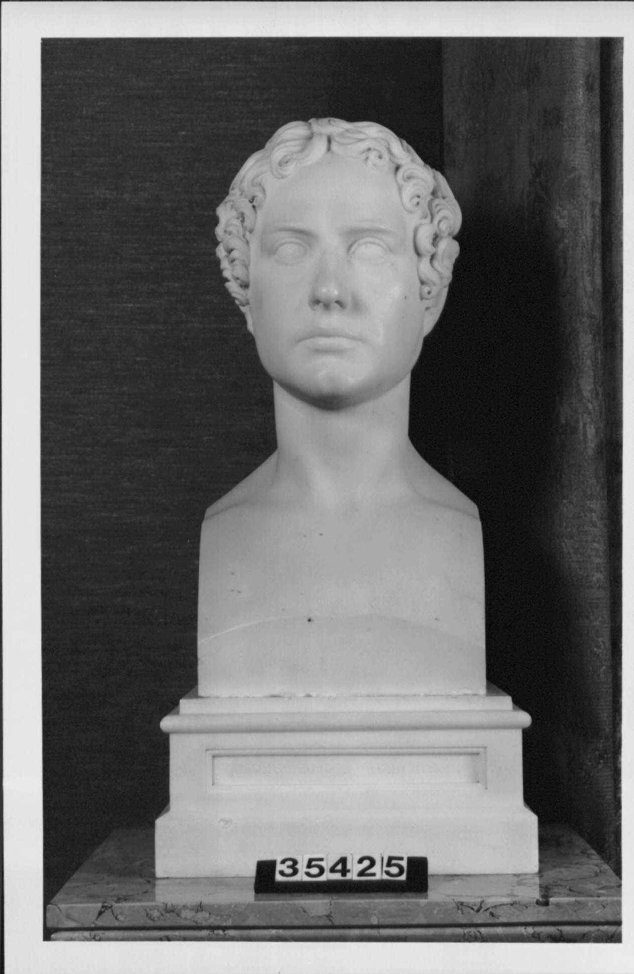 Bertel Thorvaldsen, Busto-ritratto di Lord Byron (1817; marmo, 60 x 29,3 x 22,2 cm; Windsor, Royal Collections)
 Bertel Thorvaldsen, Busto-ritratto di Lord Byron (1817; marmo, 60 x 29,3 x 22,2 cm; Windsor, Royal Collections)