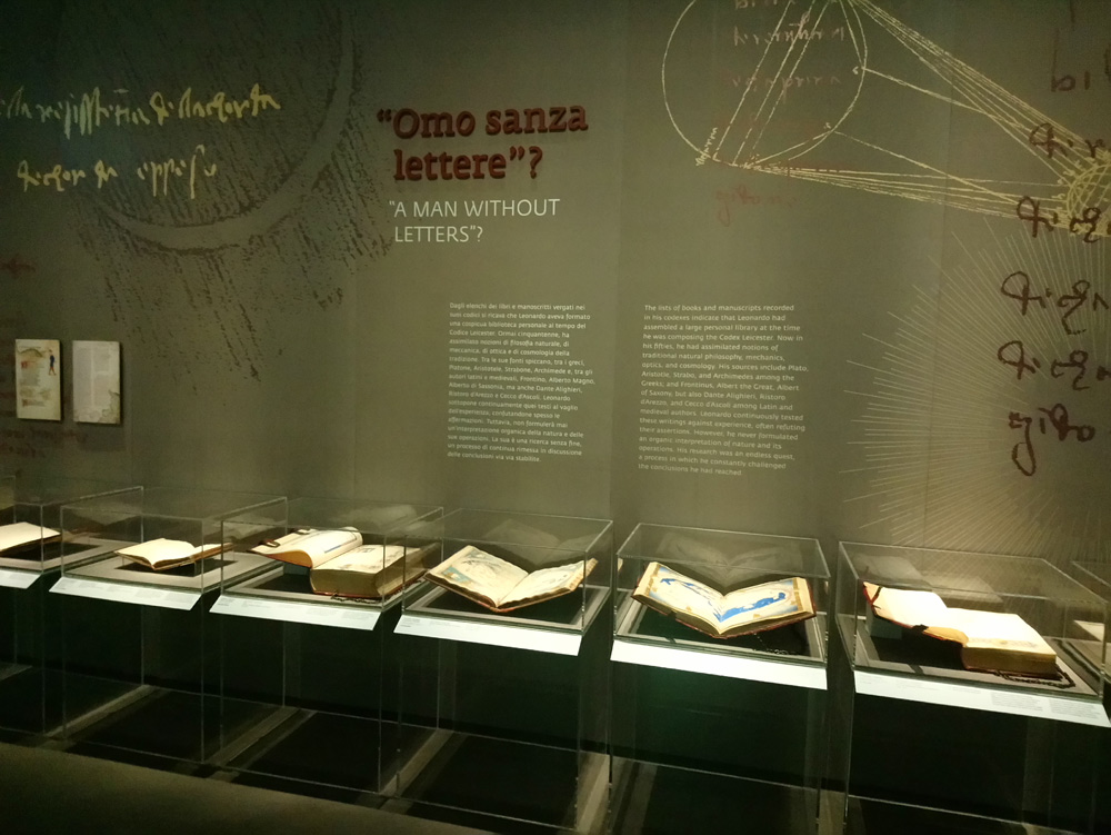 Immagini dalla mostra L'acqua microscopio della natura. Il Codice Leicester di Leonardo da Vinci. Ph. Credit Finestre sull'Arte
