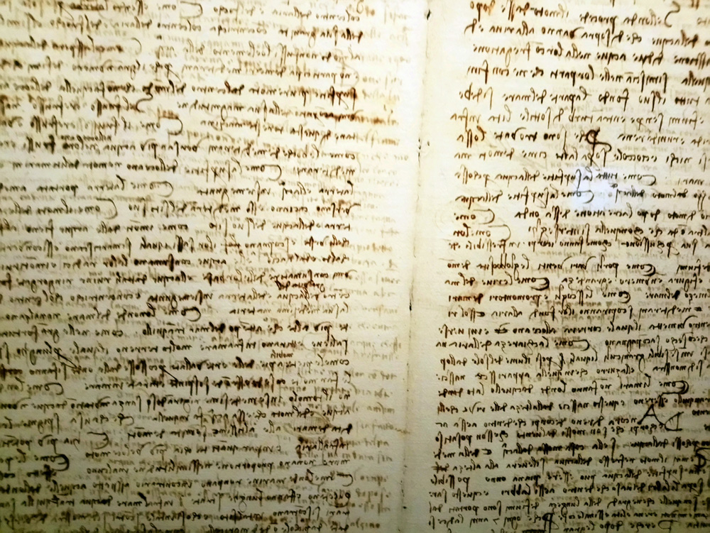 Immagini dalla mostra L'acqua microscopio della natura. Il Codice Leicester di Leonardo da Vinci. Ph. Credit Finestre sull'Arte
