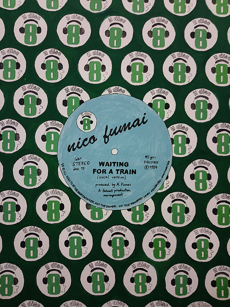 Chiara Fumai, Waiting for a train (2017; acrilico su tela, 80 x 80 cm)
