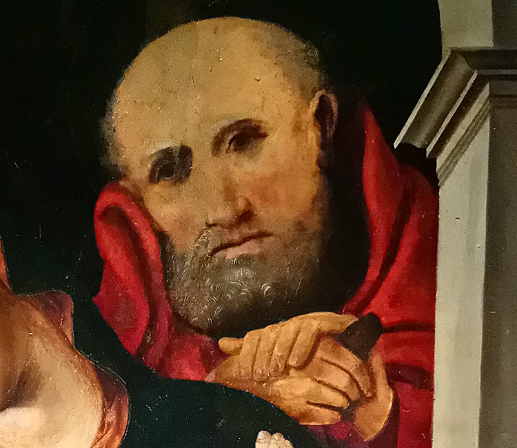 Sacra Famiglia, dettaglio di san Giuseppe
