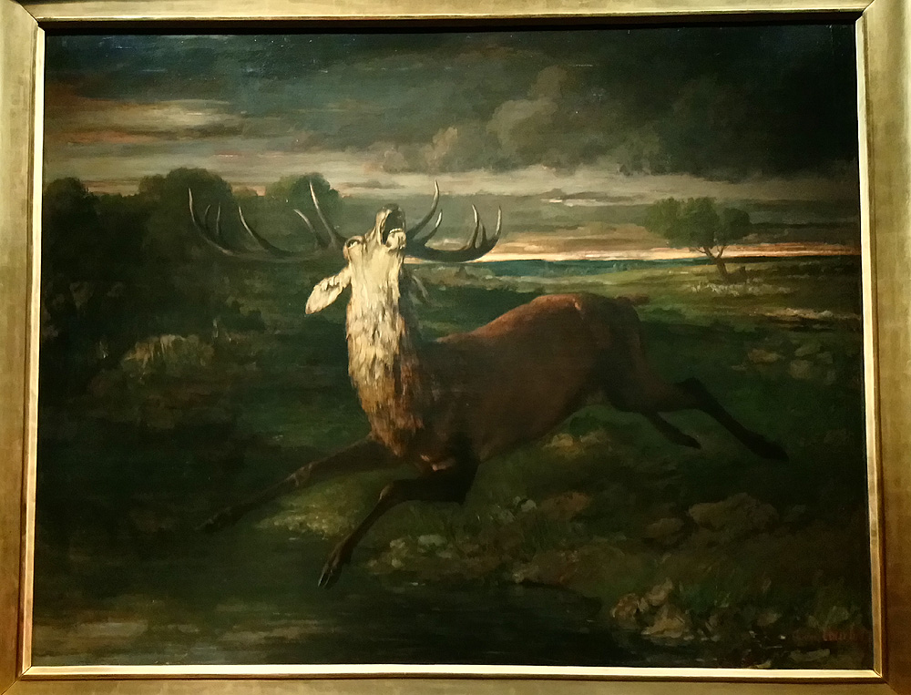 Gustave Courbet, Cervo nell'acqua (1861; olio su tela, 220 x 275 cm; Marsiglia, Musée des Beaux-Arts)
