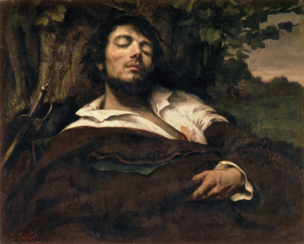 Gustave Courbet, L'uomo ferito (1844-1854; olio su tela, 81,5 x 97,5 cm; Parigi, Musée d'Orsay)
