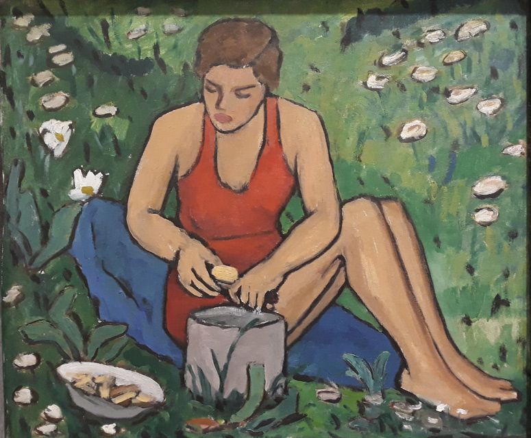 Gabriele Münter, La signorina Ellen sull'erba (1934; tessuto su supporto pittorico, 47,5 x 65 cm). Ph. Credit Francesca Della Ventura
 Gabriele Münter, La signorina Ellen sull'erba (1934; tessuto su supporto pittorico, 47,5 x 65 cm). Ph. Credit Francesca Della Ventura