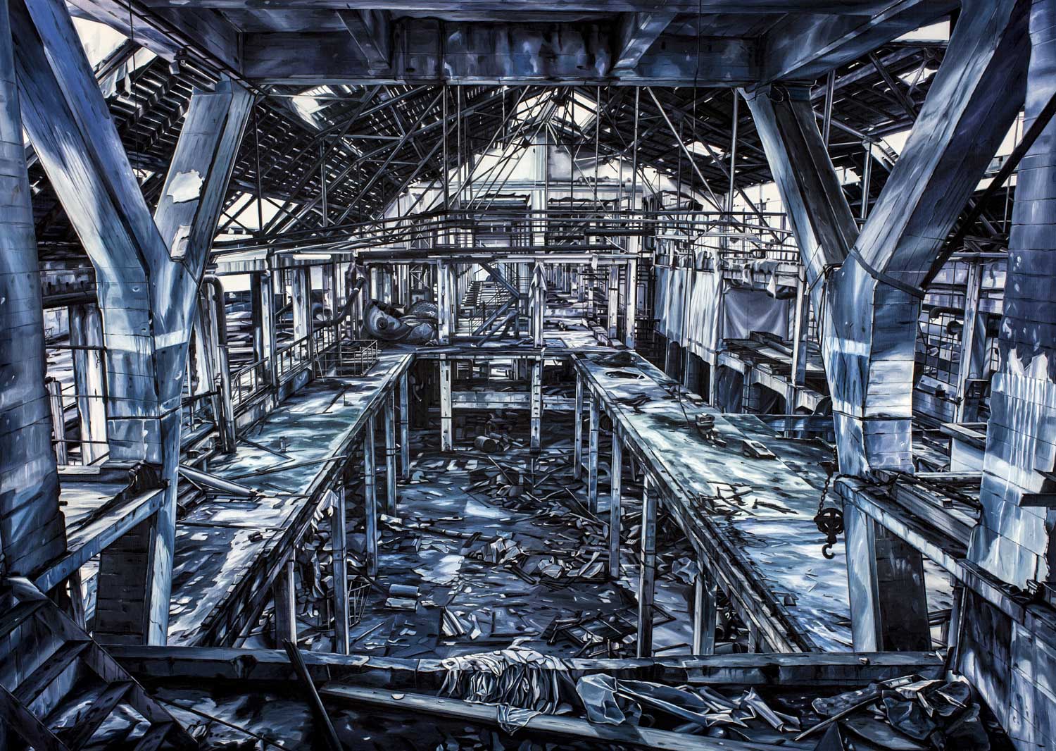 Andrea Chiesi, Eschatos 9 (2018; olio su lino, 100 x 140 cm)
