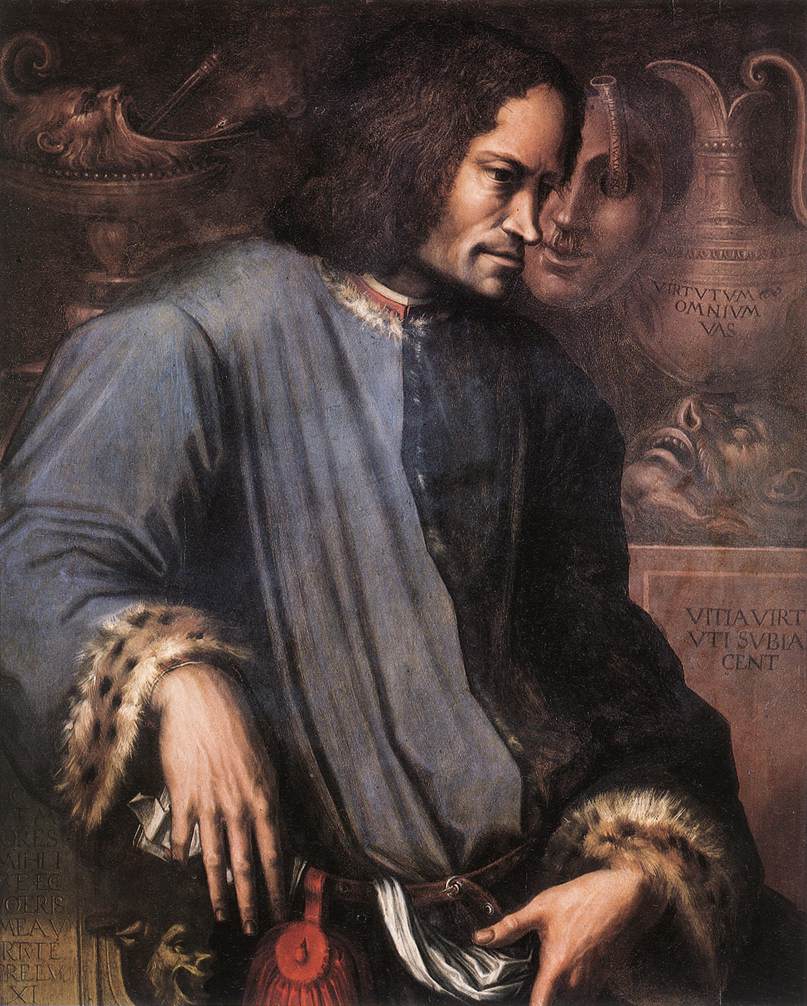 Giorgio Vasari, Ritratto di Lorenzo il Magnifico (1533-1534; olio su tavola, 90 x 72 cm; Firenze, Uffizi)
 Giorgio Vasari, Ritratto di Lorenzo il Magnifico (1533-1534; olio su tavola, 90 x 72 cm; Firenze, Uffizi)