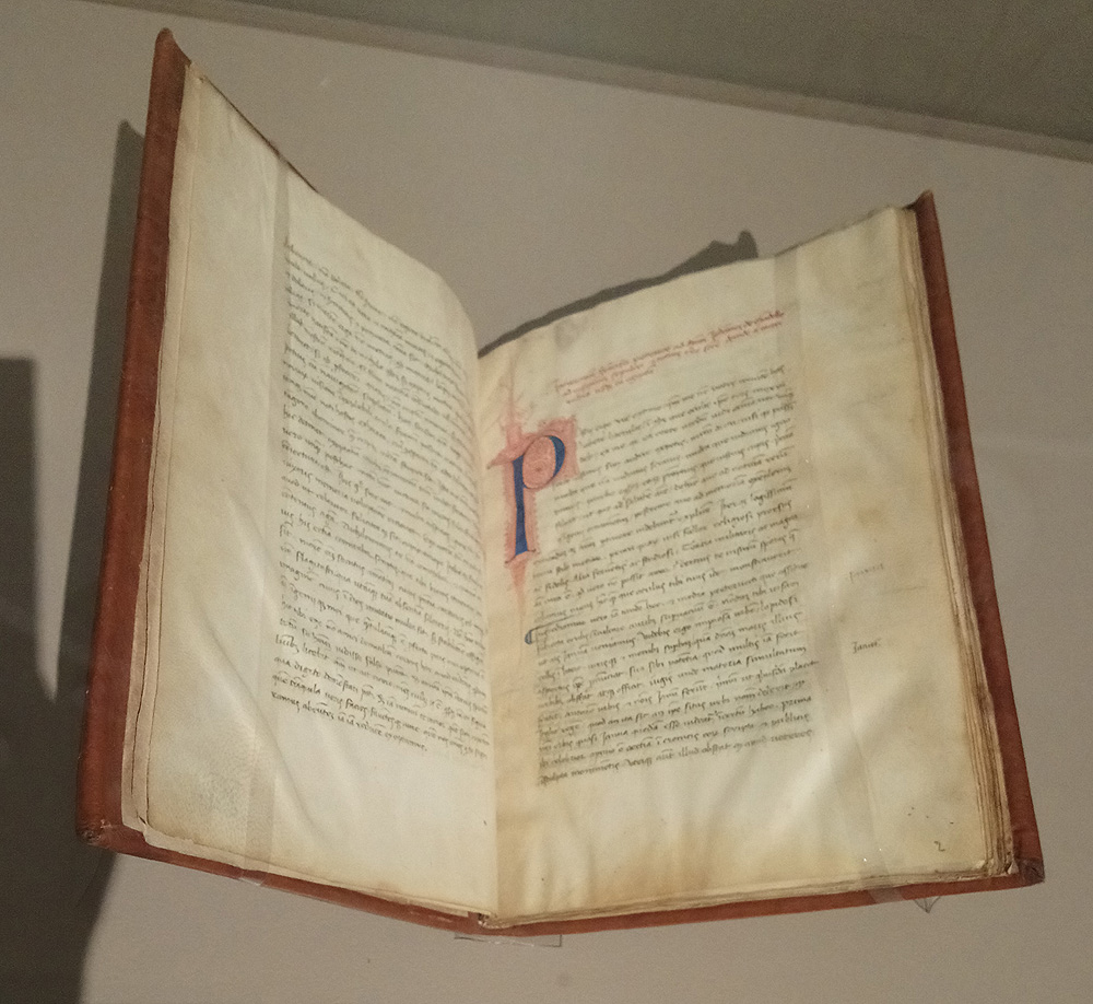 Francesco Petrarca, Itinerarium Francisci Petrarce ad dominum Johannem de Mandello ad visitationem sepulcri et totius Terrae Sanctae deinde a mari Rubro usque in Egyptum (sec. XIV; manoscritto , cc. I, 48, I, 270 x 195 mm; Modena, Biblioteca Estense Universitaria)
