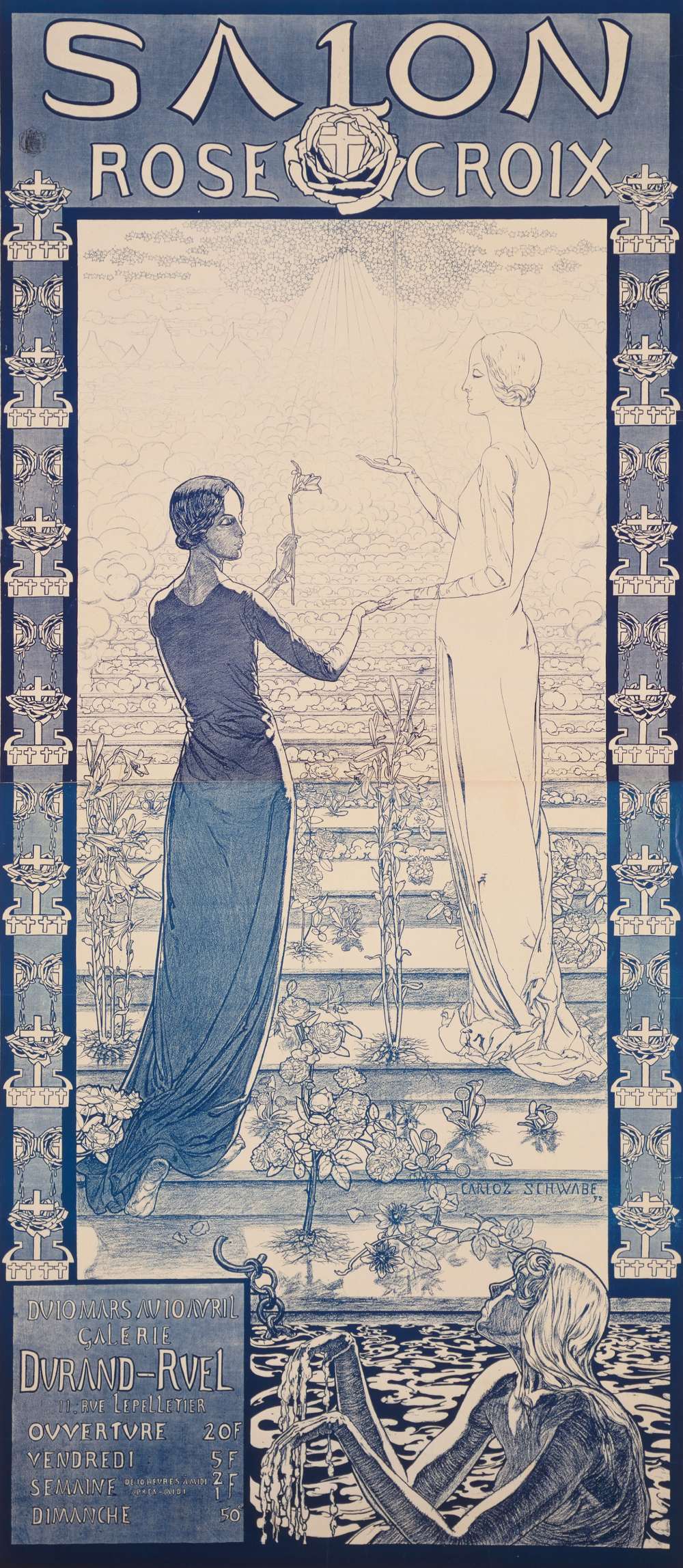 Carlos Schwabe, Manifesto per il primo Salon de la Rose+Croix (1892; litografia, 1980 x 805 mm; Collezione privata)
