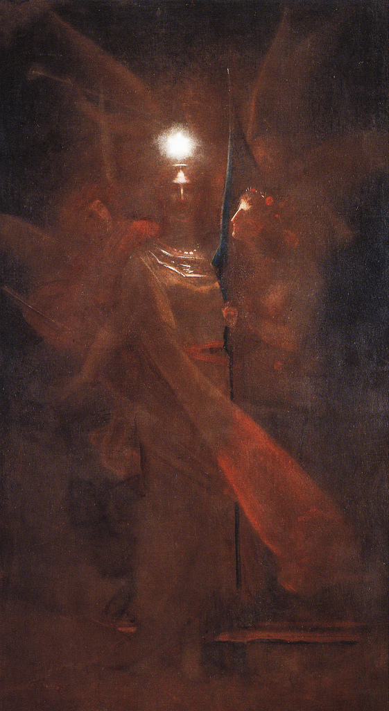 Charles Sellier, L'initiation (1880; olio su tela, 160 x 92 cm; Parigi, Collezione Lucile Audouy)
