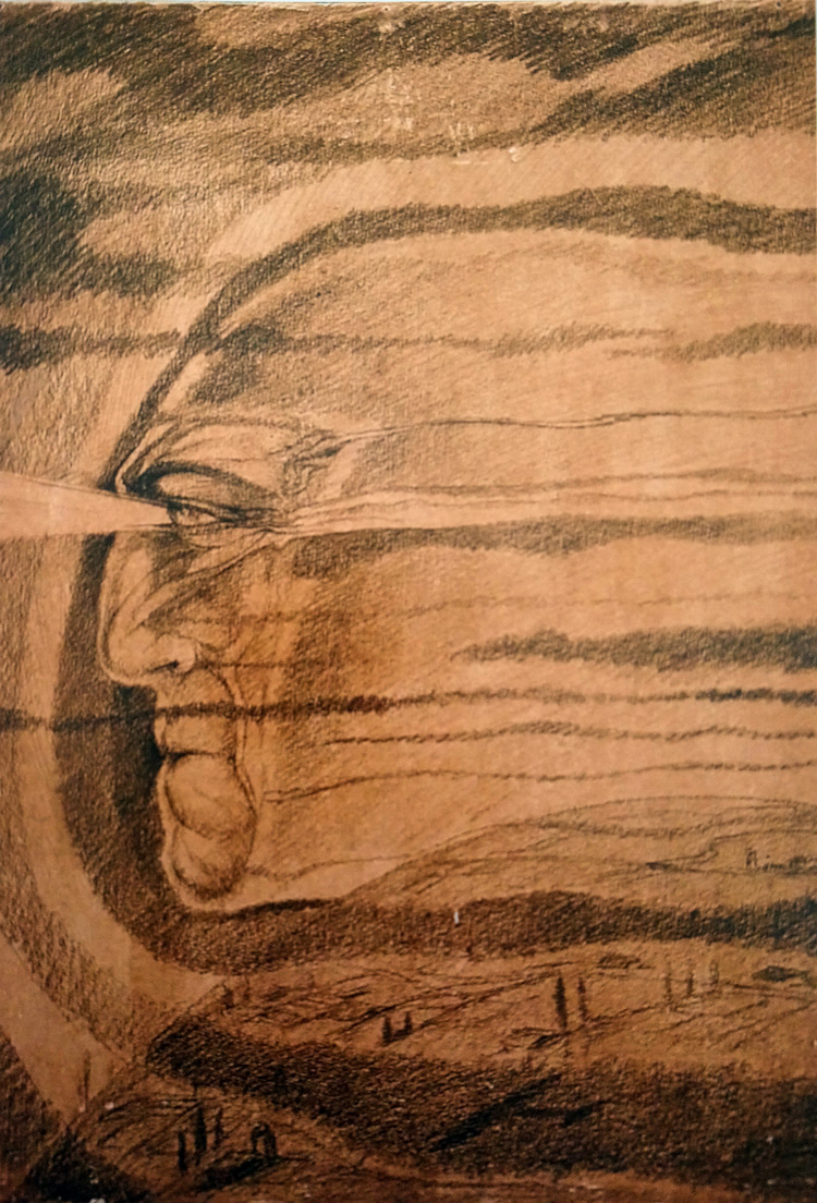 Enrico Chin Castellani, Aviatore di guerra (1916; matita su carta pergamenata, 345 x 250 mm; Collezione privata)
