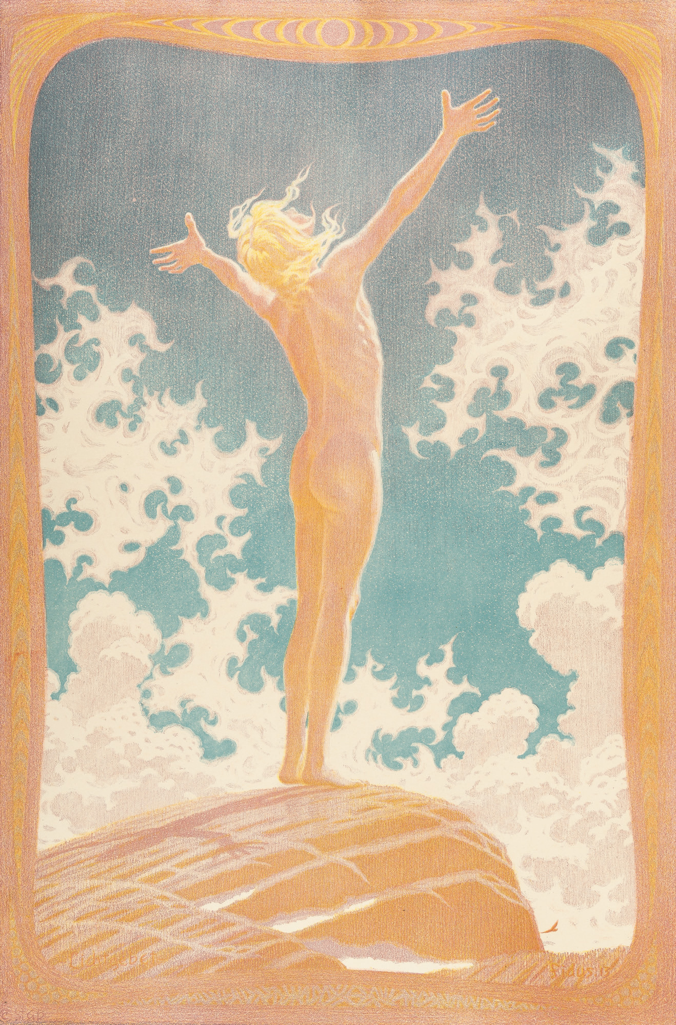 Fidus, Lichtgebet (1913; litografia a colori, 640 x 450 mm; Collezione privata)
