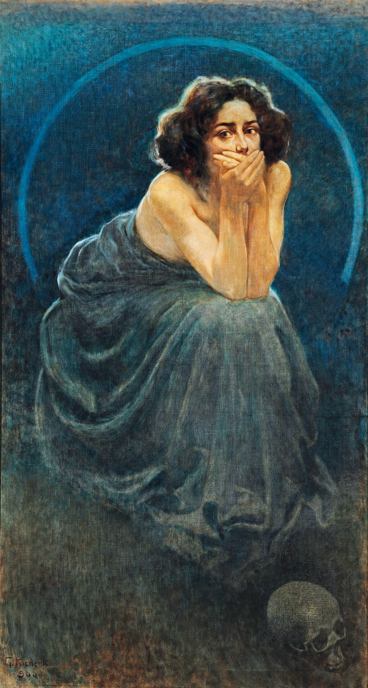 Giorgio Kienerk, Il silenzio (1900; olio su tela, 170,5 x 94 cm; Pavia, Musei Civici)
