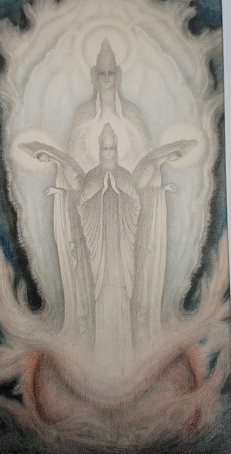 Jean Delville, Studio per Les Kumaras (s.d.; matita e pastello su carta, 1080 x 560 mm; Collezione privata)
