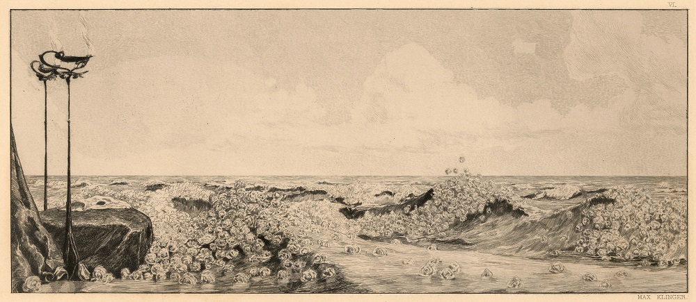 Max Klinger, Ein Handschuh, Tavola 6: Huldigung
