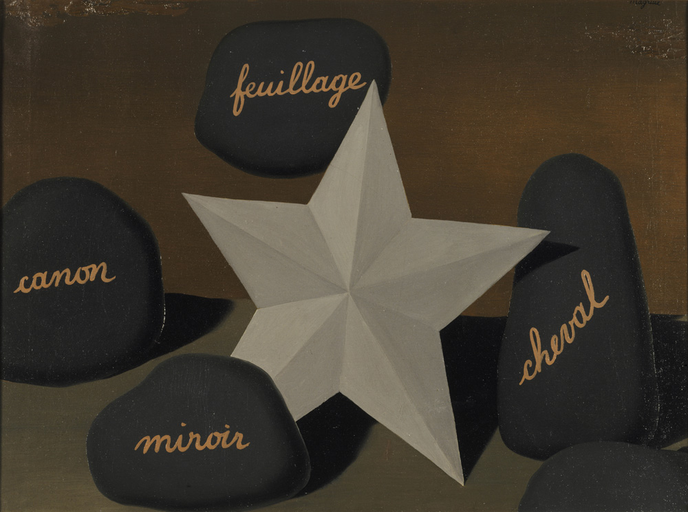 René Magritte, Querelle des Universaux (1928; olio su tela, 53,5 x 72,5 cm; Parigi, Centre Pompidou, Musée National d'art moderne)
