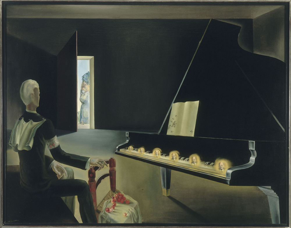 Salvador Dalí, Hallucination partielle. Six images de Lénine sur un piano (1931; olio e vernice su tela, 114 x 146 cm; Parigi, Centre Pompidou, Musée National d'art moderne)
