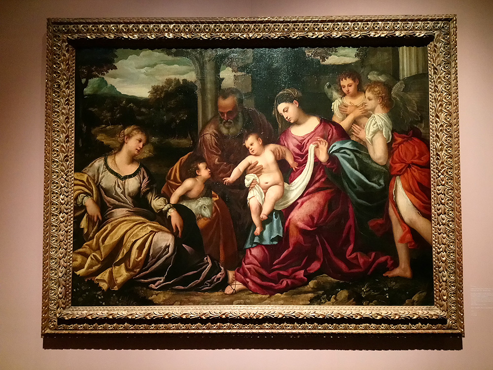 Polidoro da Lanciano, Sacra Famiglia con santa Caterina, san Giovannino e due angeli (1539 circa; olio su tela, 152 x 205 cm; Berlino, Staatliche Museen)
