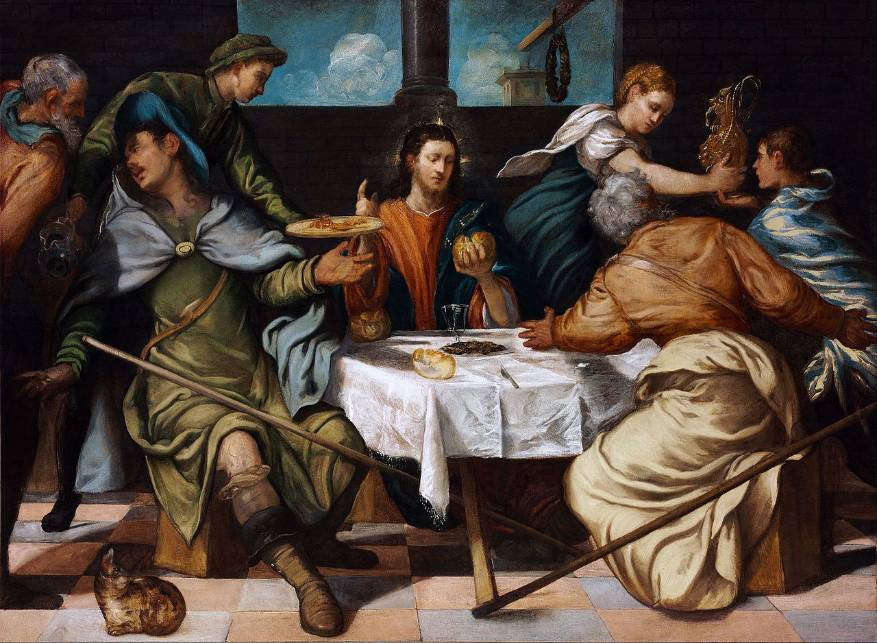 Tintoretto, Cena in Emmaus (1543 circa; olio su tela, 156 x 212 cm; Budapest, Szépm?vészeti Múzeum)
