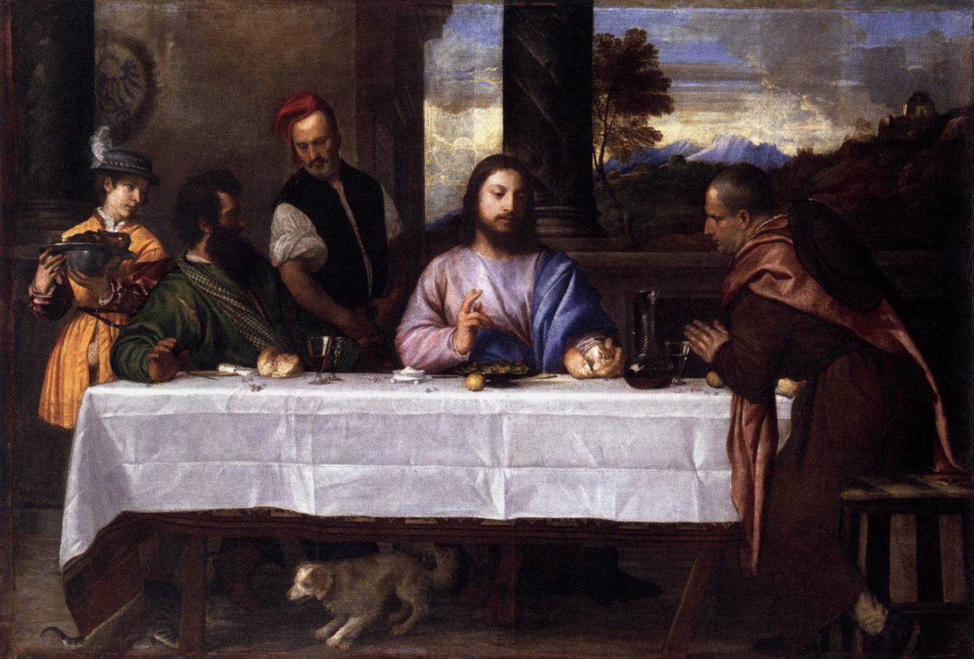 Tiziano, Cena in Emmaus (1533-1534; olio su tela, 160 x 244 cm; Parigi, Louvre)
