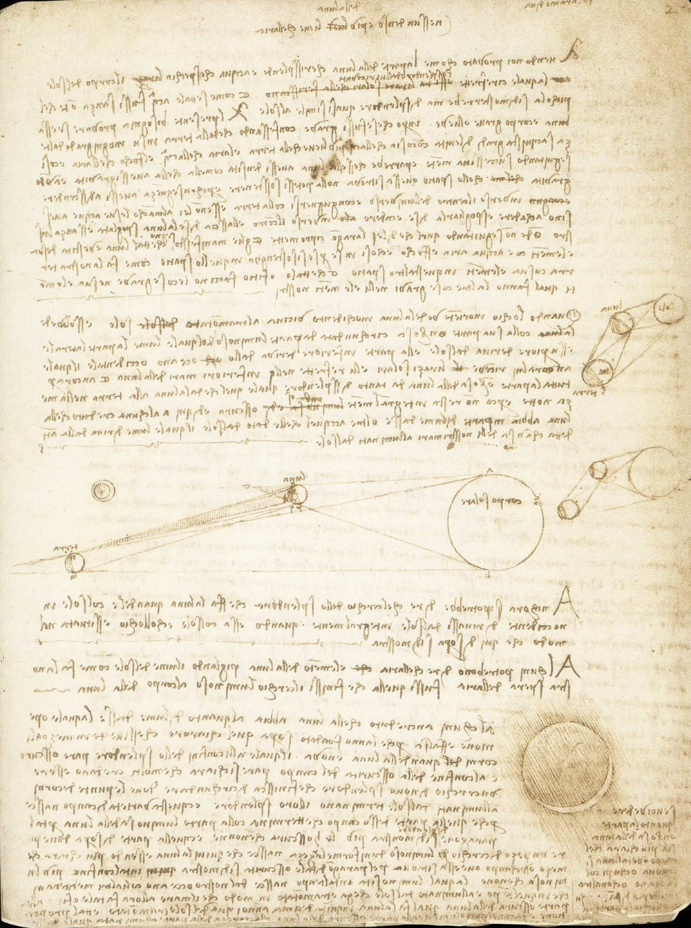 Leonardo da Vinci, Codice Leicester, foglio 2r (1506-1510; manoscritto su carta; Collezione privata). Courtesy Bill Gates
