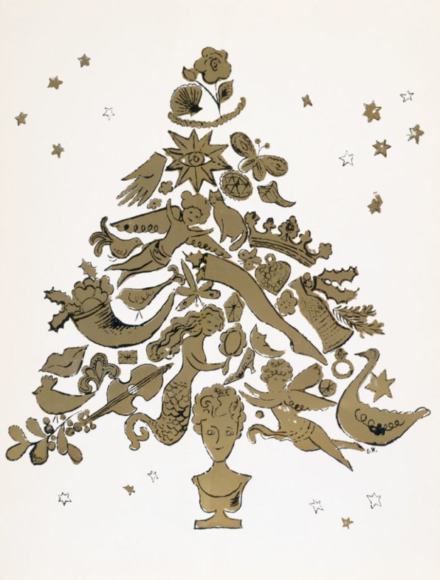 Andy Warhol, Christmas Tree (1957; stampa a colori su cartoncino, 33,9 x 49,6 cm; Collezione privata)
