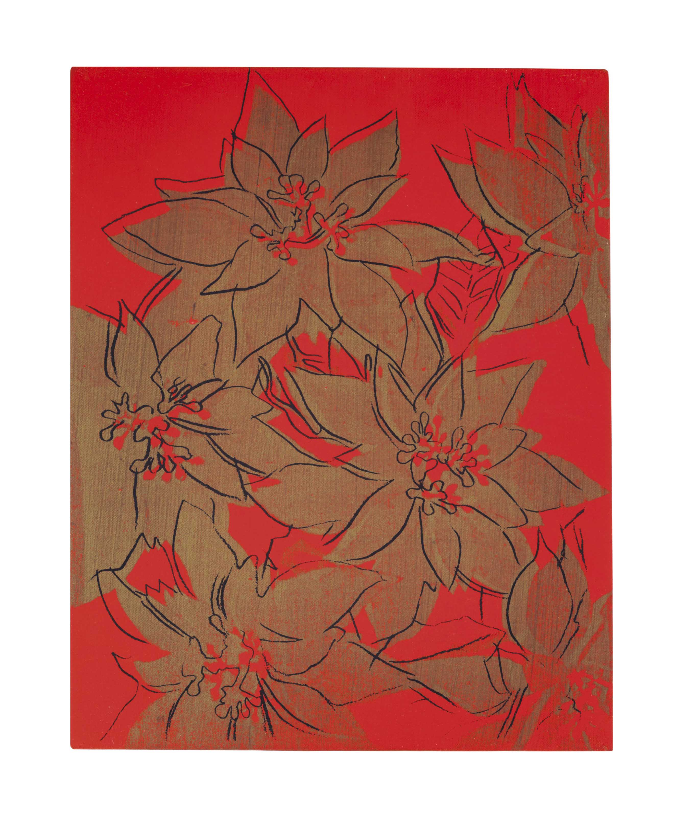 Andy Warhol, Poinsettias (1982; polimeri sintetici e inchiostro su tela, 35,6 x 27,9 cm; Collezione privata)
