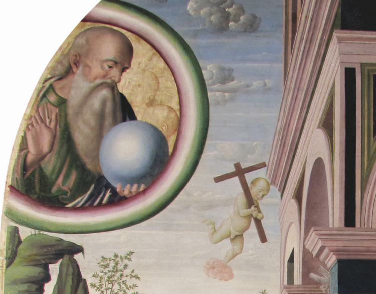 Giovanni Santi, Annunciazione, dettaglio