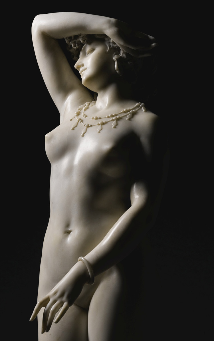 Francesco Barzaghi, Frine (1868; marmo bianco, altezza 169 cm)
