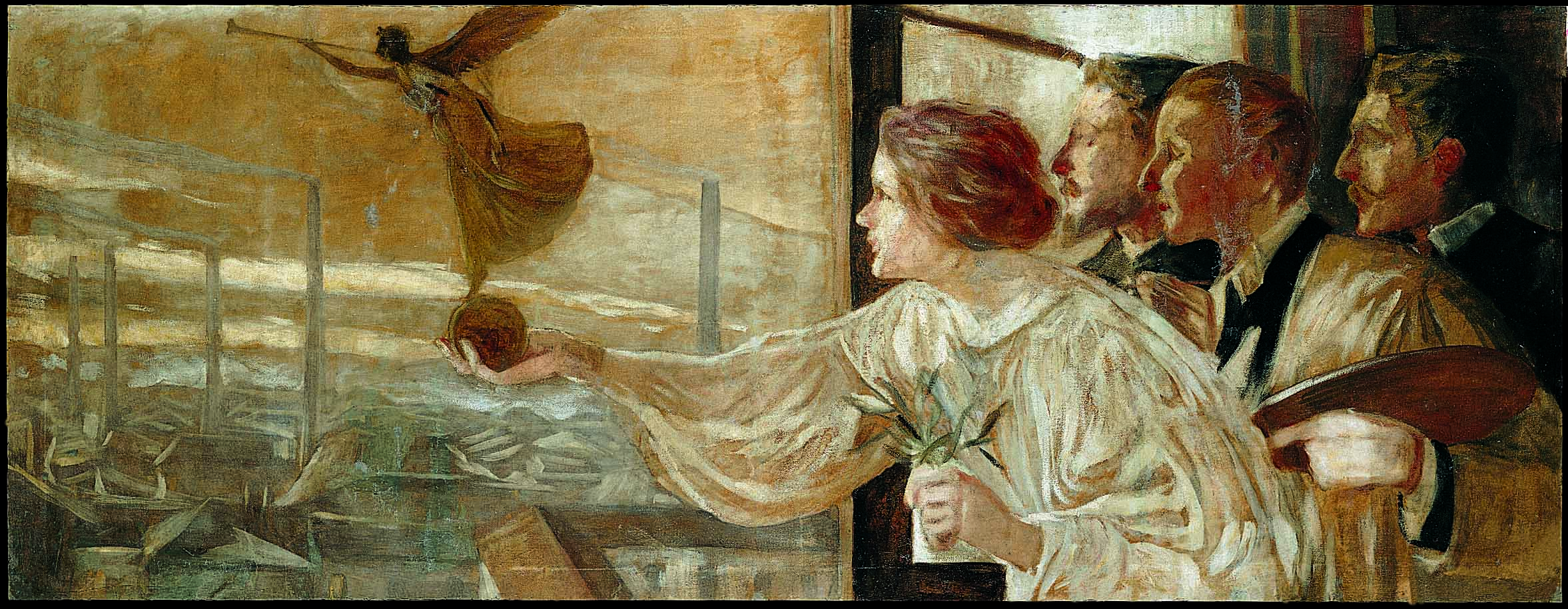 Galileo Chini, La fabbrica (1901; olio su tela, 66 x 172 cm; Genova, Wolfsoniana)