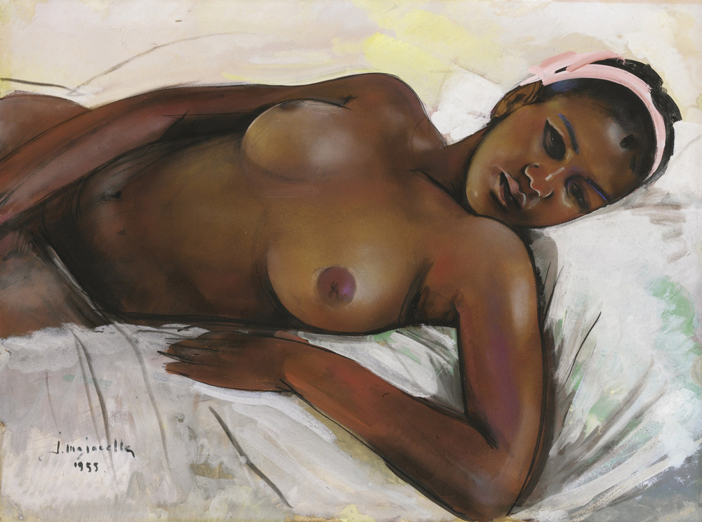 Jacques Majorelle, French. La belle Zohra (1955; gouache, carboncino e oro su carta, 54 x 72 cm)
