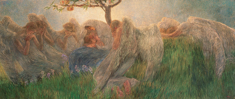 Gaetano Previati, Maternità (1890-1891; olio su tela, 175,5 x 412 cm; Collezione Banco BPM)
