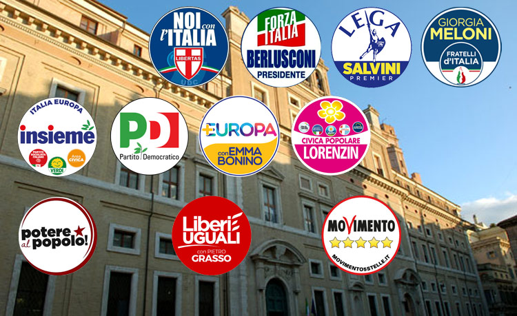 I principali partiti in lizza alle elezioni del 4 marzo 2018